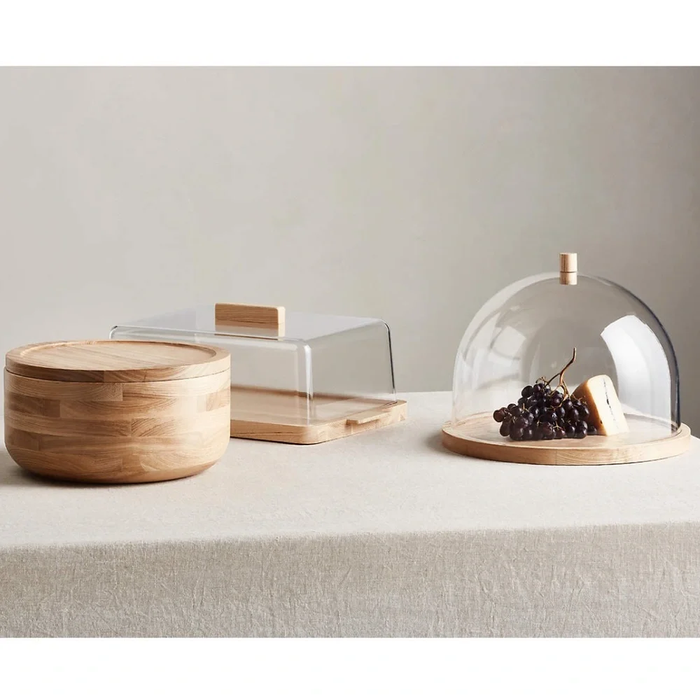 New! Crate&Barrel Rectangle Serving Board w/ Premium Highest Quality Acrylic Lid